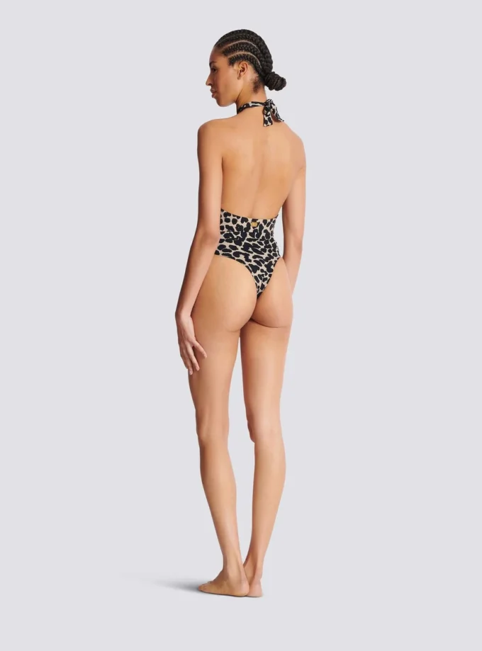 One-piece leopard pattern swimsuit