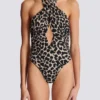 One-piece leopard pattern swimsuit