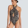 One-piece leopard pattern swimsuit