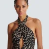One-piece leopard pattern swimsuit