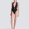 One-piece swimsuit with PB logo