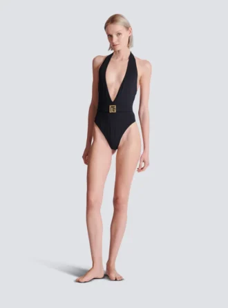One-piece swimsuit with PB logo