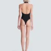 One-piece swimsuit with PB logo