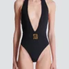 One-piece swimsuit with PB logo