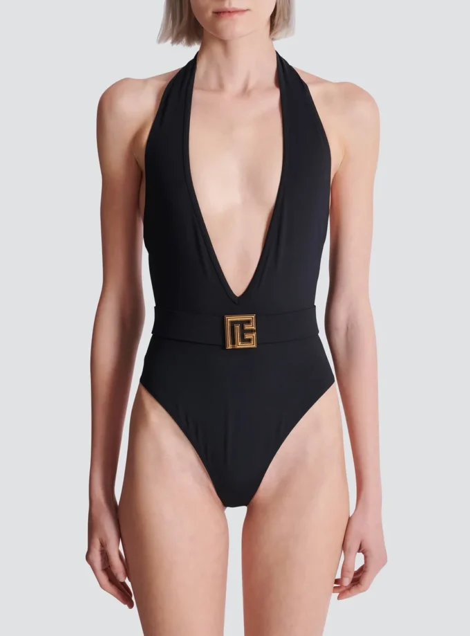 One-piece swimsuit with PB logo