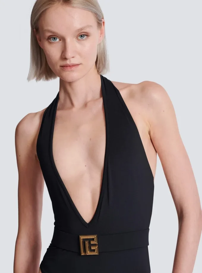 One-piece swimsuit with PB logo
