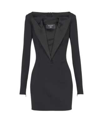 Open neck double-collar tailored mini dress