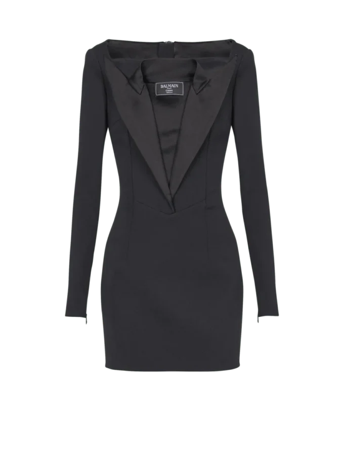 Open neck double-collar tailored mini dress Open neck double-collar tailored mini dress