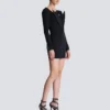 Open neck double-collar tailored mini dress Open neck double-collar tailored mini dress