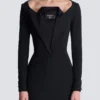 Open neck double-collar tailored mini dress Open neck double-collar tailored mini dress