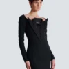 Open neck double-collar tailored mini dress Open neck double-collar tailored mini dress