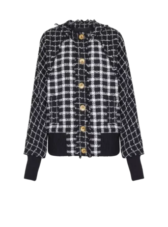 Oversized bomber jacket in mixed tweed