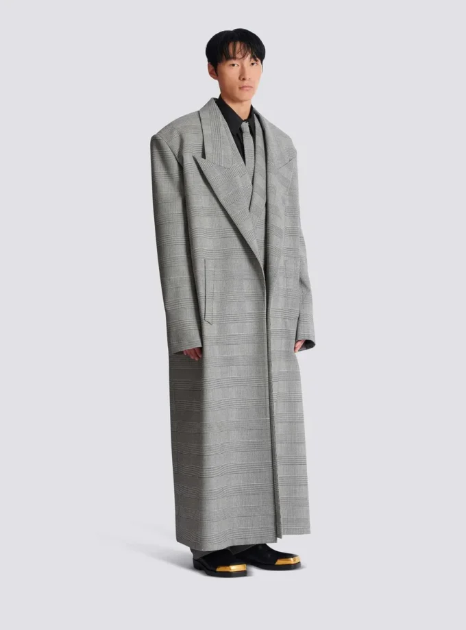Oversized coat in Prince of Wales wool Oversized coat in Prince of Wales wool