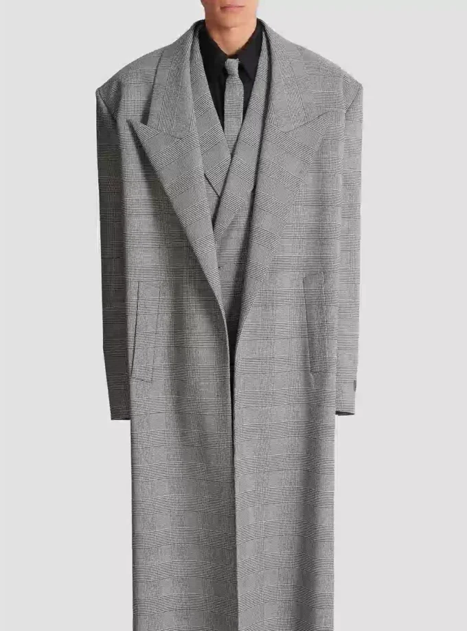 Oversized coat in Prince of Wales wool Oversized coat in Prince of Wales wool