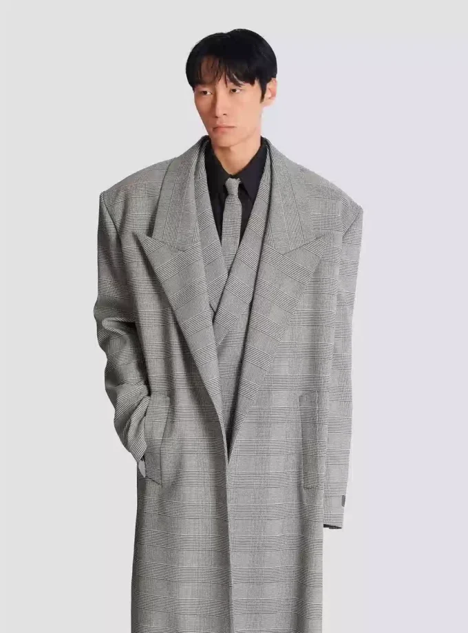 Oversized coat in Prince of Wales wool Oversized coat in Prince of Wales wool