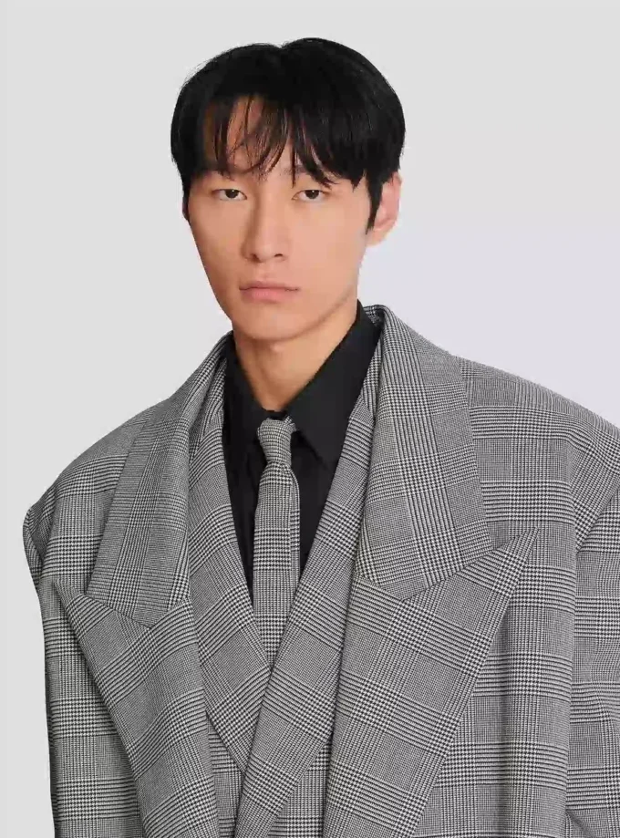 Oversized coat in Prince of Wales wool Oversized coat in Prince of Wales wool