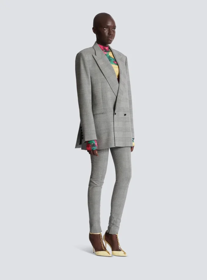 Oversized jacket in Prince of Wales jacquard Oversized jacket in Prince of Wales jacquard