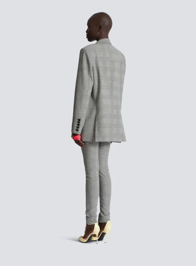 Oversized jacket in Prince of Wales jacquard Oversized jacket in Prince of Wales jacquard