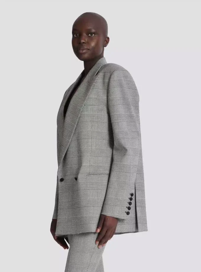Oversized jacket in Prince of Wales jacquard Oversized jacket in Prince of Wales jacquard