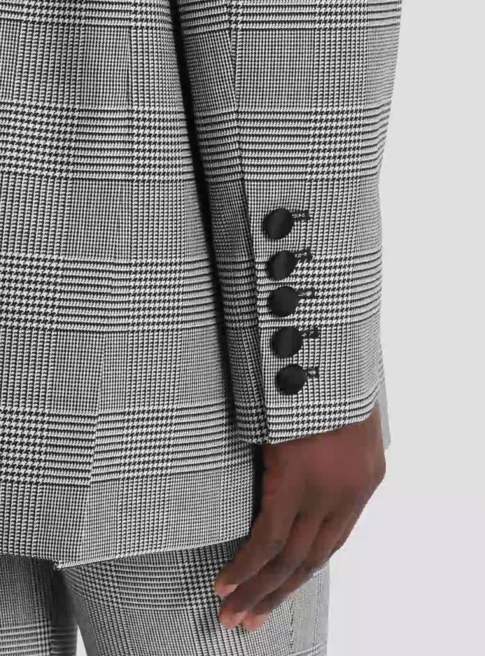 Oversized jacket in Prince of Wales jacquard Oversized jacket in Prince of Wales jacquard