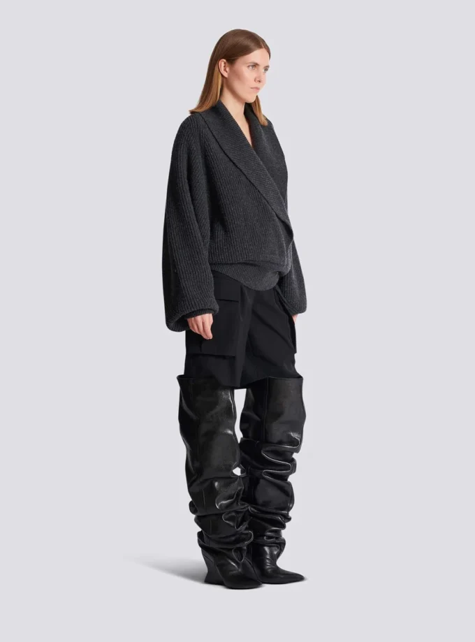 Oversized wrap knit jumper