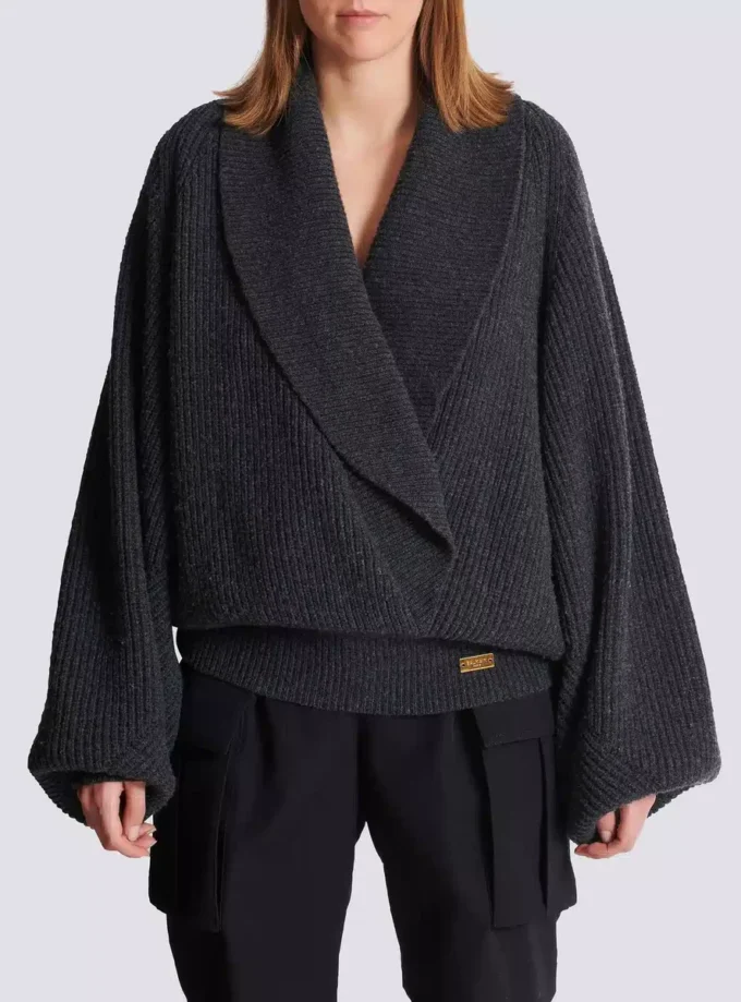 Oversized wrap knit jumper