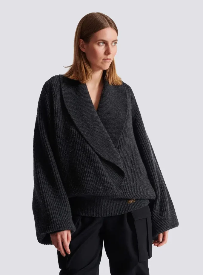 Oversized wrap knit jumper