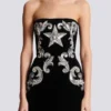 Paisley embroidered strapless dress Paisley embroidered strapless dress