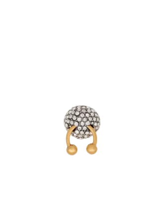 Piercing brass and rhinestone ring