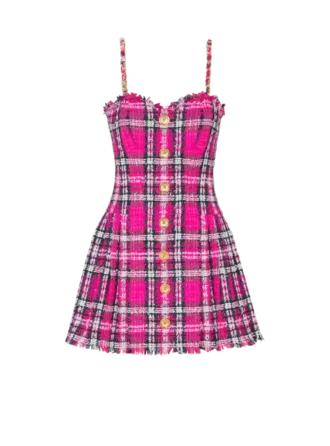 Plaid dress with chain straps
