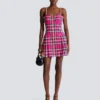 Plaid dress with chain straps Plaid dress with chain straps