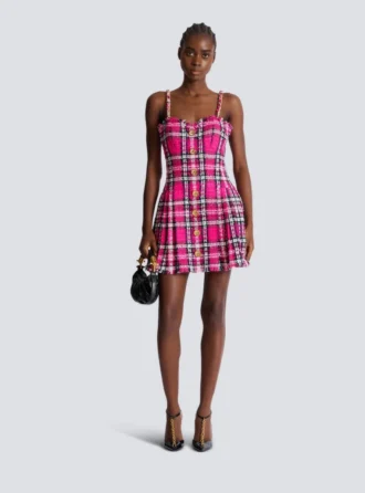 Plaid dress with chain straps