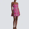 Plaid dress with chain straps Plaid dress with chain straps