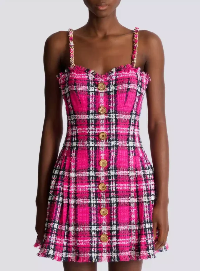 Plaid dress with chain straps Plaid dress with chain straps
