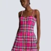 Plaid dress with chain straps Plaid dress with chain straps