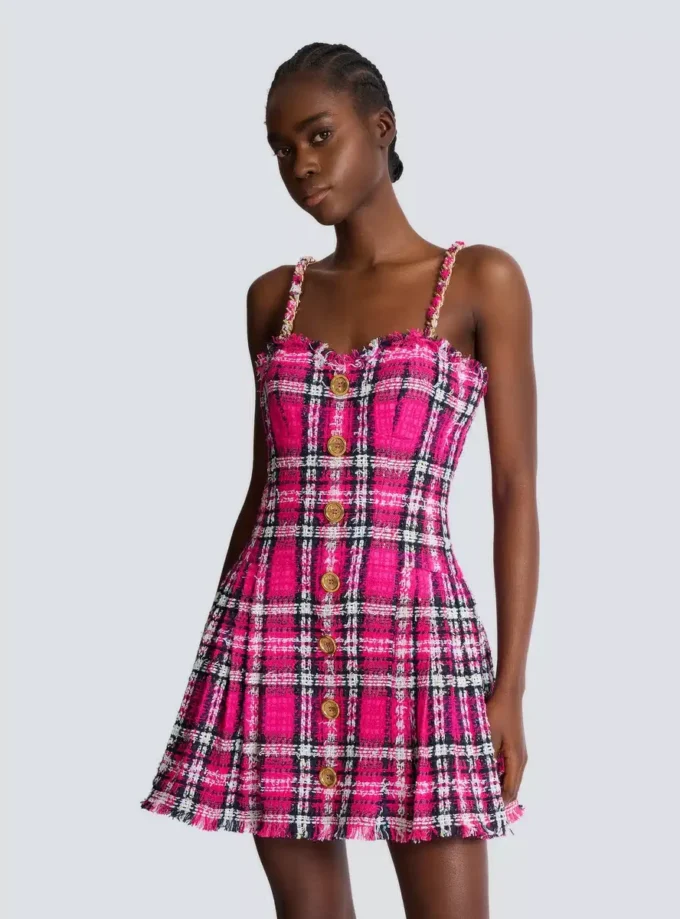 Plaid dress with chain straps Plaid dress with chain straps