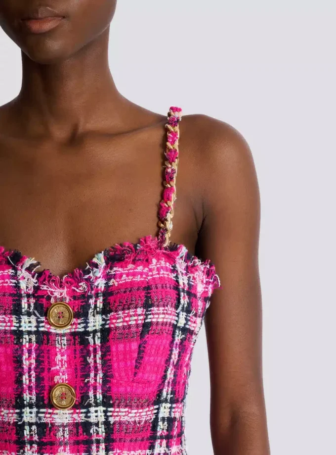 Plaid dress with chain straps Plaid dress with chain straps