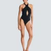 Plain one-piece swimsuit