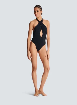 Plain one-piece swimsuit