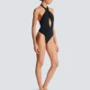 Plain one-piece swimsuit