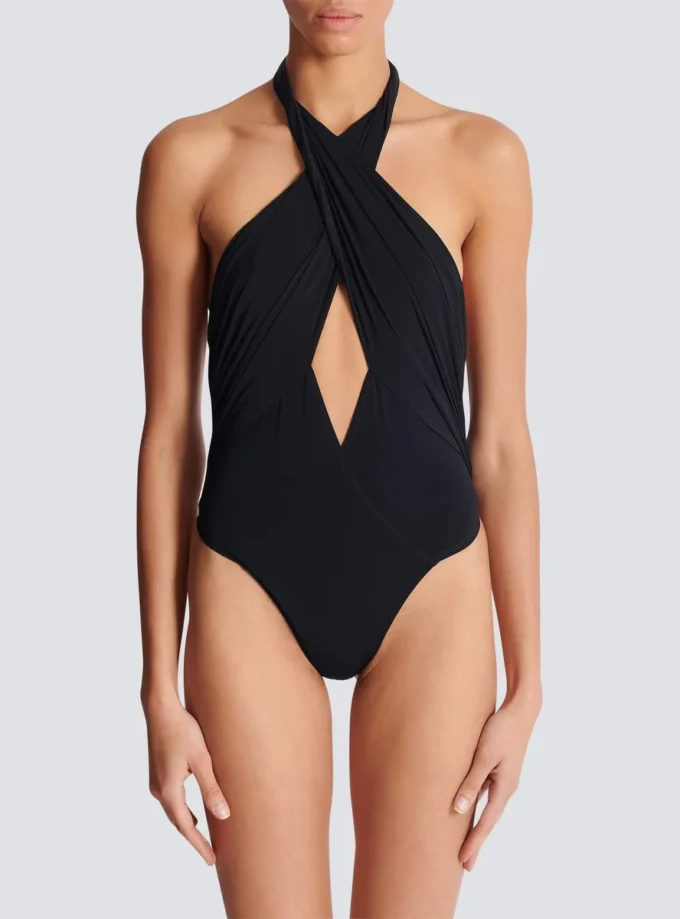 Plain one-piece swimsuit