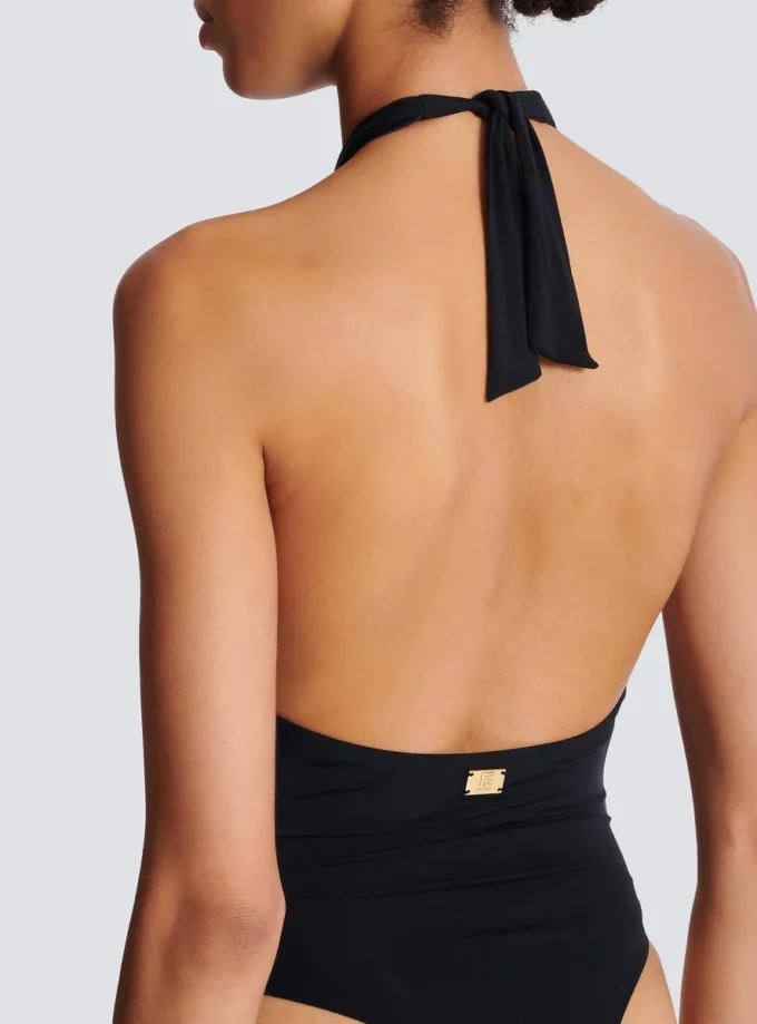 Plain one-piece swimsuit