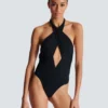 Plain one-piece swimsuit