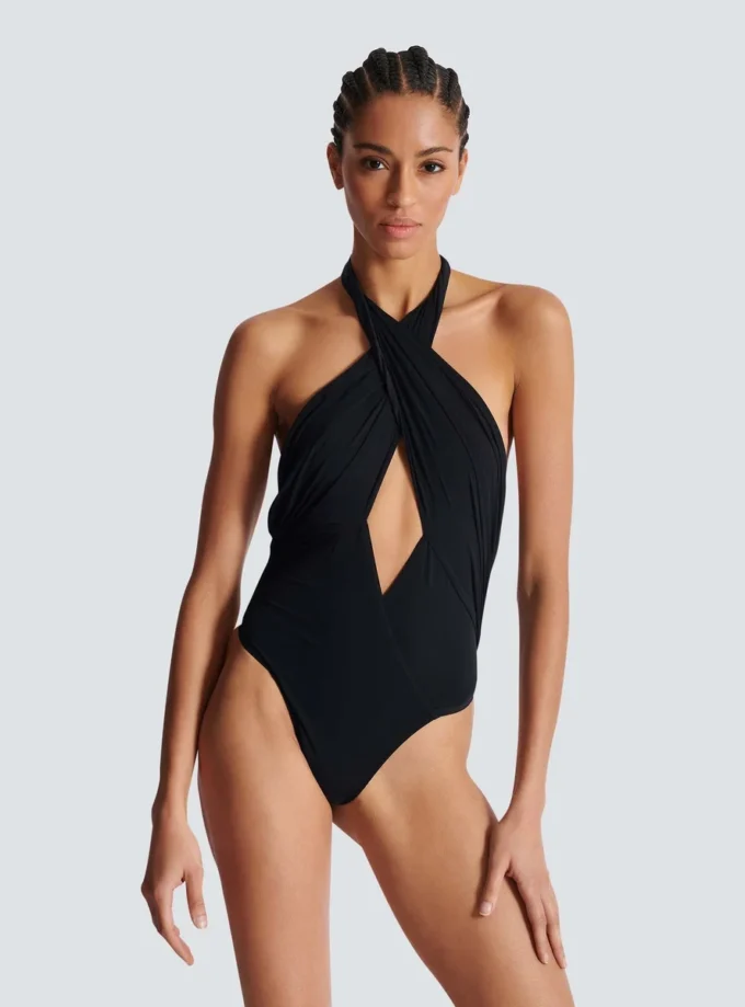 Plain one-piece swimsuit