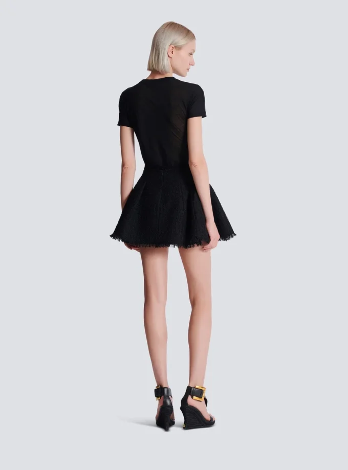 Pleated flared tweed skirt Pleated flared tweed skirt