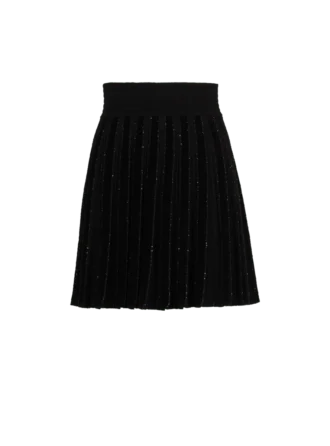Pleated glitter knit skirt