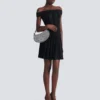 Pleated glitter knit skirt