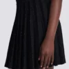 Pleated glitter knit skirt