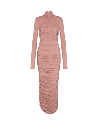Pleated jersey midi dress