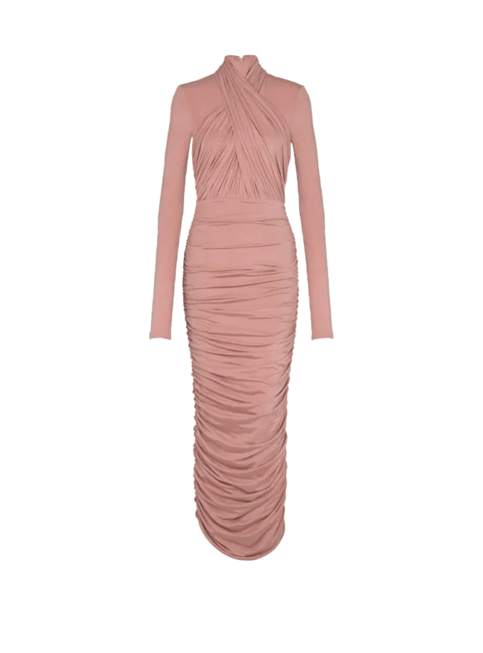 Pleated jersey midi dress